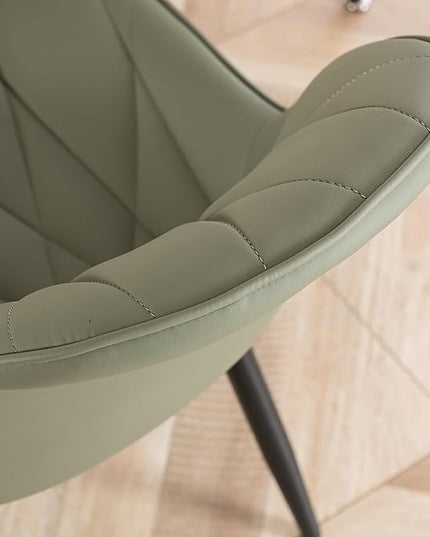YOUNIKE Dining Chairs Set of 2, Olive Green Comfy Padded Kitchen Chairs, Armless Modern Faux Leather Upholstered Dining Room Chairs, Elegant Dinning Chairs Side Chairs, Easy to Clean - LeafyLoom