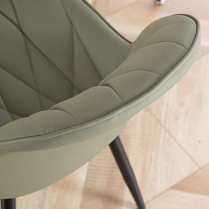 YOUNIKE Dining Chairs Set of 2, Olive Green Comfy Padded Kitchen Chairs, Armless Modern Faux Leather Upholstered Dining Room Chairs, Elegant Dinning Chairs Side Chairs, Easy to Clean - LeafyLoom