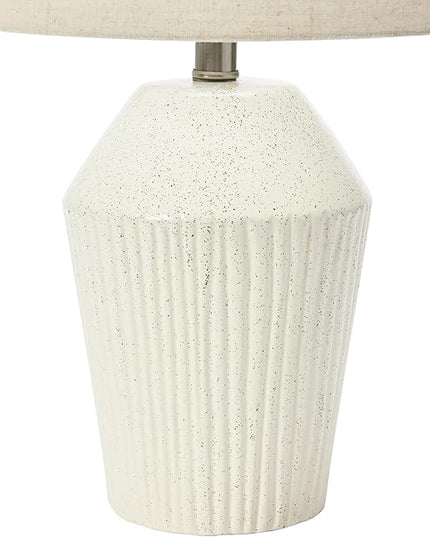 Creative Co-Op 13" Round Stoneware Desk Lamp, White - LeafyLoom