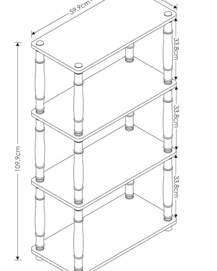 Furinno Turn-N-Tube 4-Tier Multipurpose Shelf Display Rack, Classic Tubes, Walnut/Brown - LeafyLoom