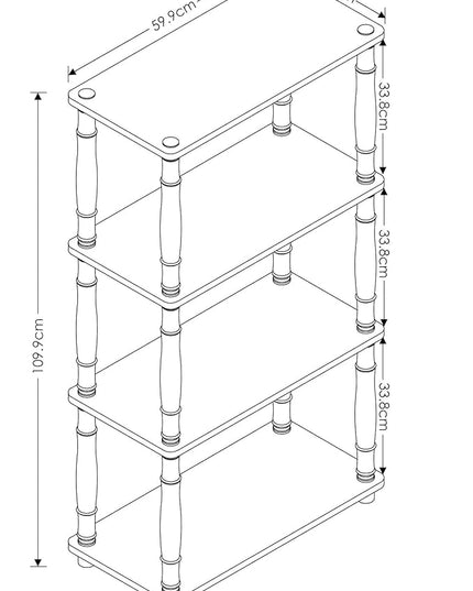 Furinno Turn-N-Tube 4-Tier Multipurpose Shelf Display Rack, Classic Tubes, Light Cherry/Black - LeafyLoom