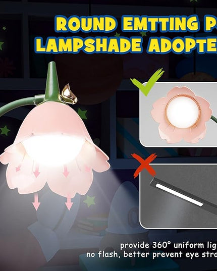 Neporal Small Desk Lamp, Rechargeable LED Desk Lamp Touch Control with 360° Bendable Adjustable Neck, Kawaii Room Accessories, Dimmable Cute Desk Lamp, Pink - LeafyLoom