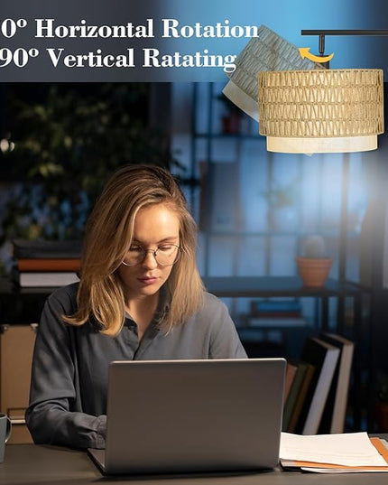 Pesare Rattan Floor Lamp Boho with Remote Control for Living Room,Stepless Dimmable LED Floor Lamp with 4 Color Temperature,Standing Lamps with Tall lamp for Living Room, Bedroom,Office… - LeafyLoom