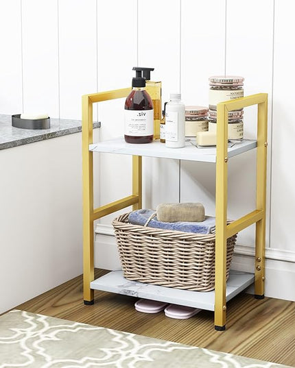 Small Bookshelf for Small Space, 2 Tier Bookcase Narrow Book Case Storage Organizer Book Shelf for Living Room, Bedroom and Office, Easy Assembly(2 Tier,Gold) - LeafyLoom