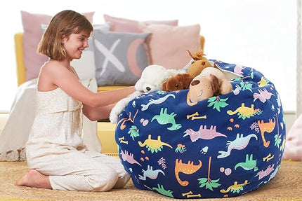 Aubliss Stuffed Animal Bean Bag Storage Chair (Dinosaur, X-Large (48'')) - LeafyLoom