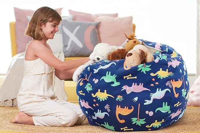 Aubliss Stuffed Animal Bean Bag Storage Chair (Dinosaur, Large (38'')) - LeafyLoom