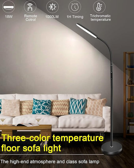 LED Floor Lamp, Bright Floor Lamps for Living Room with 1H Timer, 2700K-6500K Brightness Adjustable Gooseneck Standing Lamp with Remote & Touch Control Reading Floor Lamps for bedroom - LeafyLoom