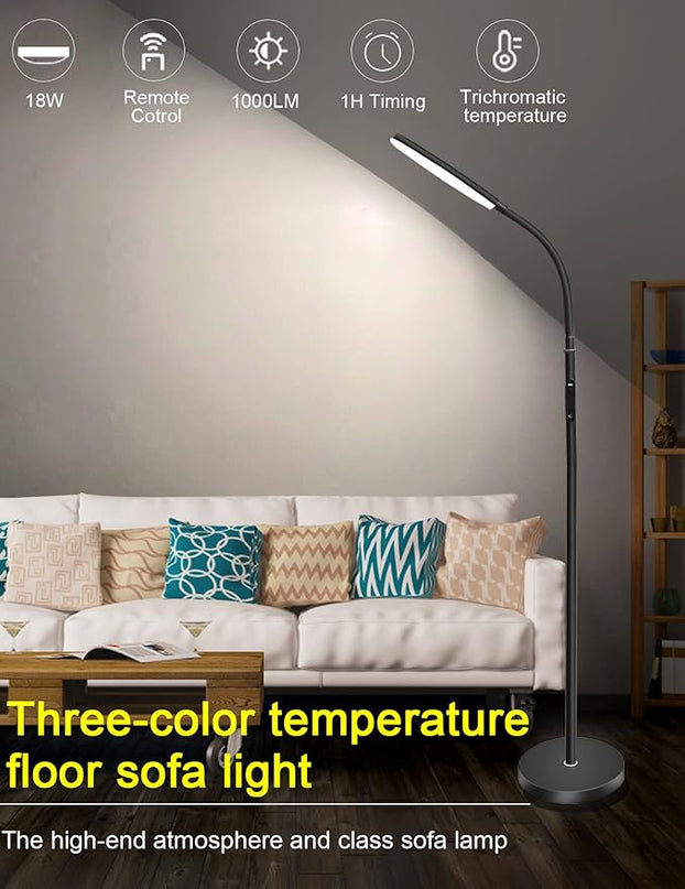 Modern LED Floor Lamp Bright 18W sofa reading Lamps Estheticians' Light for Lash Extensions,Dimmable Modern Standing Light,Adjustable Gooseneck Task Lighting for Living Room Bedroom Office - LeafyLoom