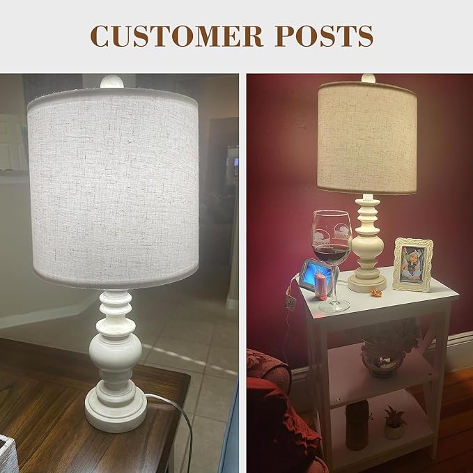 BOBOMOMO Resin 20.5" Farmhouse Lamps for Bedrooms Retro Side Table Lamps Bedside Lamp for Side Nightstand Living Room,Suitable for Decorating Small Areas（1 Pack） - LeafyLoom