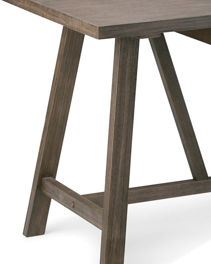 SIMPLIHOME Dylan SOLID WOOD Modern Industrial 60 inch Wide Home Office Desk, Writing Table, Workstation, Study Table Furniture in Driftwood - LeafyLoom