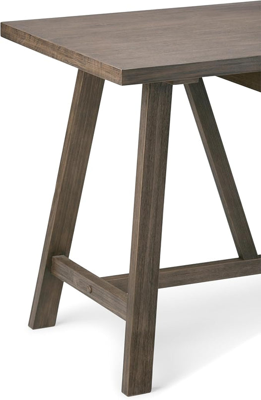 SIMPLIHOME Dylan SOLID WOOD Modern Industrial 60 inch Wide Home Office Desk, Writing Table, Workstation, Study Table Furniture in Driftwood - LeafyLoom