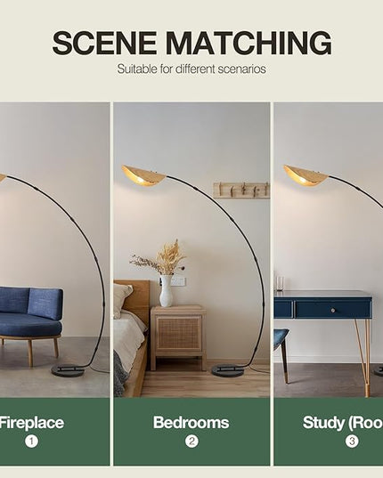 AIDENOEY Arc Floor Lamps for Living Room,Modern Standing Lamp with Leaf Type Lampshade，Over Couch Reading Lamps for Bedroom，Corner Lamp with Foot Switch，Tall Lamp for Home,Office(Bulb Included) - LeafyLoom