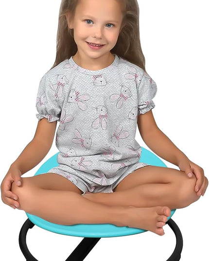 MIV Kids Sensory Swivel Chair, Autism Kids Swivel Chair, Sensory Spin Chair, Metal Base, Non-Slip Design, Blue, Assembly Required - LeafyLoom