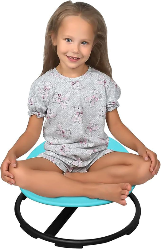 MIV Kids Sensory Swivel Chair, Autism Kids Swivel Chair, Sensory Spin Chair, Metal Base, Non-Slip Design, Blue, Assembly Required - LeafyLoom