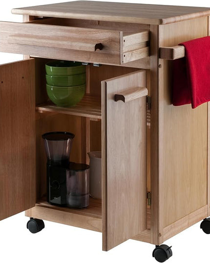 Winsome Wood Kitchen Cart, Natural, Single Drawer (82027) - LeafyLoom