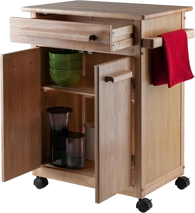 Winsome Wood Kitchen Cart, Natural, Single Drawer (82027) - LeafyLoom