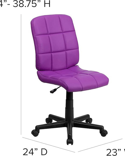 Flash Furniture Clayton Mid-Back Purple Quilted Vinyl Swivel Task Office Chair - LeafyLoom
