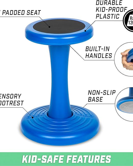 GoSports Wobble Chair - Sensory Stool for Active Kids - ADHD Chair for Classrooms or Home - 18 or 14 Inch Stool - LeafyLoom