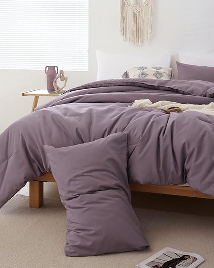 ROSGONIA Dusty Purple Twin Comforter Set for Boys Girls, 1 Boho Comforter & 1 Pillowcase, Lightweight Kids Comforter Sets All Season Dorm Bedding - LeafyLoom