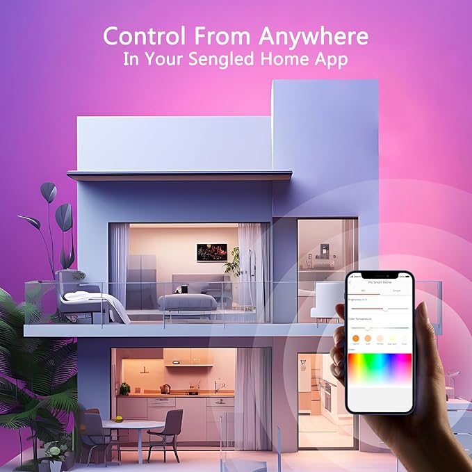 Sengled WiFi Color Changing Light Bulb, Alexa Smart Light Bulbs that Work with Alexa & Google Assistant, A19 RGB No Hub Required, 75 W Equivalent 800LM CRI>90, Set of 4 Sengled