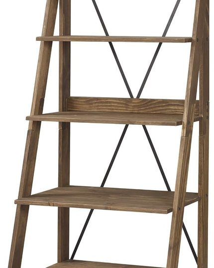 Walker Edison X Back Modern Farmhouse Wood Bookcase Bookshelf Home Office Living Room Storage, 4 Shelves, Brown - LeafyLoom