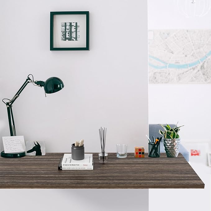Kaboon Universal Tabletop 40"x18", Solid One-Piece Melamine Table Top, Double Desk L-Desk Floating Desk DIY, Home and Office,Eucalyptus/Dark Walnut - LeafyLoom