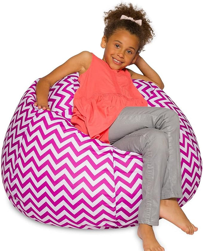 Posh Creations Bean Bag Chair for Kids, Teens, and Adults Includes Removable and Machine Washable Cover, Pattern Chevron Purple and White, 38in - Large - LeafyLoom