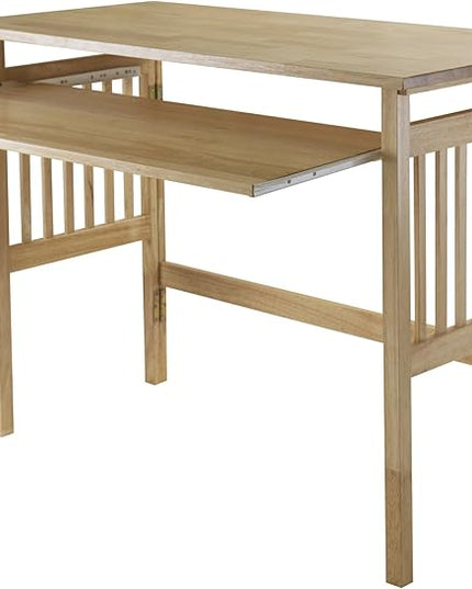 Folding Computer Desk, Beechwood - LeafyLoom