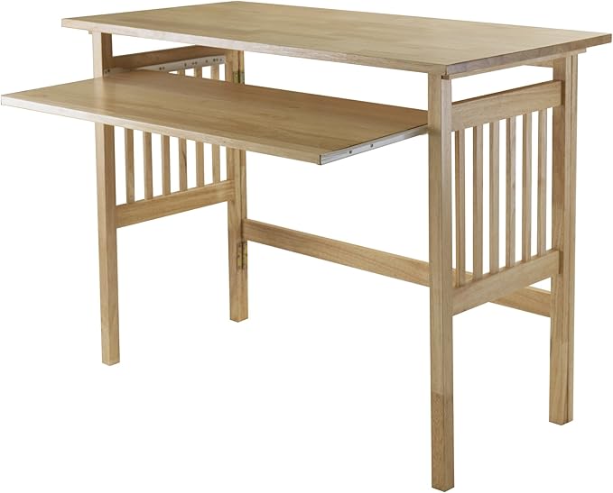 Folding Computer Desk, Beechwood - LeafyLoom