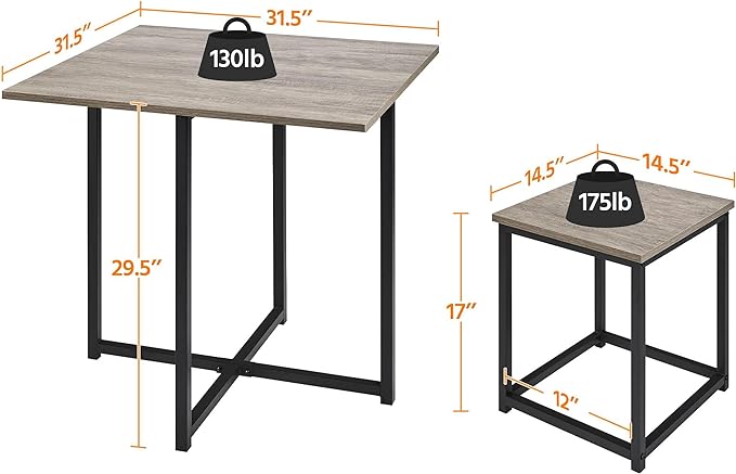 Yaheetech 5-Piece Dining Table Set - Industrial Kitchen & Chairs Sets for 4 Compact with Stools Space-Saving Design Apartment, Small Space, Breakfast Nook, Gray - LeafyLoom