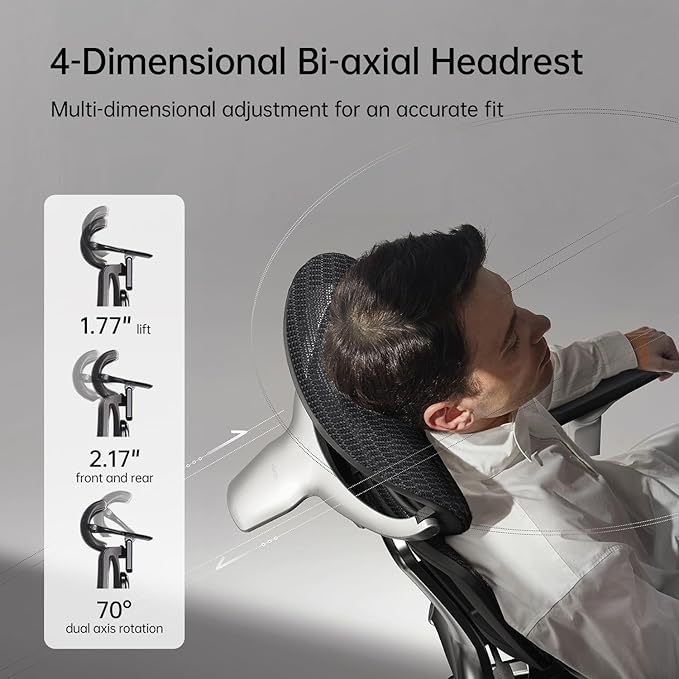 Hbada E3 Ergonomic Office Chair Ultra, Big and Tall Office Chair - with 3-Zone Dynamic Lumbar Support, 360° Mechanical Armrests, 4D Adjustable Headrest, Aluminum Alloy, Premium Mesh, Black - LeafyLoom