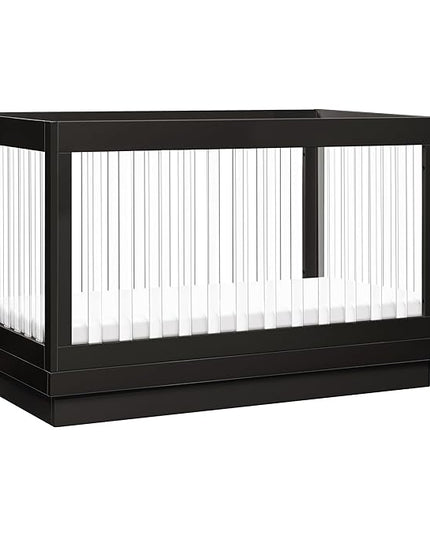 Babyletto Harlow Acrylic 3-in-1 Convertible Crib with Toddler Bed Conversion Kit in Black with Acrylic Slats, Greenguard Gold Certified - LeafyLoom