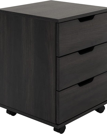 Farini 3-Drawer Vertical Filing Cabinet Rolling Wood Mobile File Cabinets Under Desk for Home Office with Casters (Dark Walnut, Non-Assembled) - LeafyLoom