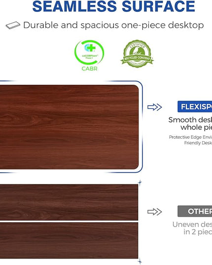 FLEXISPOT Standing Desk Electric Stand Up Desk with 40 x 24 Inches Whole-Piece Desktop Ergonomic Memory Controller Height Adjustable Desk E150(White Frame + 40" Mahogany Desktop) - LeafyLoom
