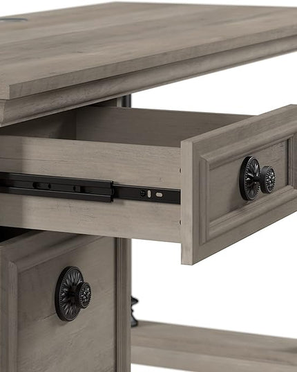 Bush Furniture Coliseum Designer Desk with Storage, Home Office Computer, 60W, Driftwood Gray - LeafyLoom