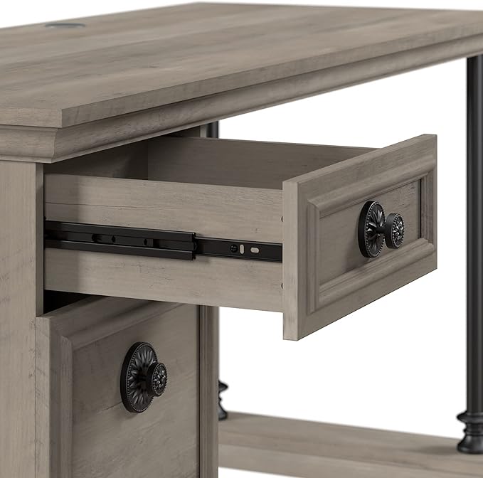 Bush Furniture Coliseum Designer Desk with Storage, Home Office Computer, 60W, Driftwood Gray - LeafyLoom