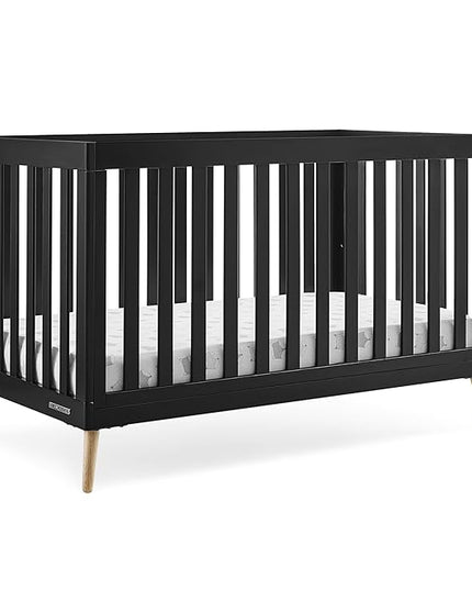 Delta Children Essex 4-in-1 Convertible Baby Crib, Ebony with Natural Legs - LeafyLoom