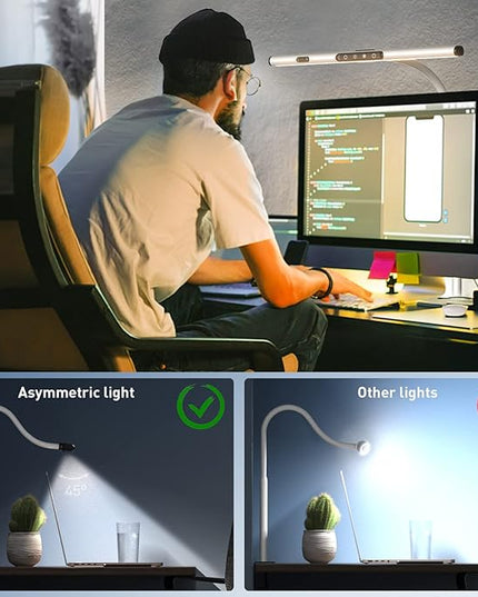Desk Lamp for Home Office, Desk Light with Clamp, Office Lamp with Remote & Gesture Sensing, Monitor Light Bar, Adjustable Color Temperature & Brightness, 12W - LeafyLoom