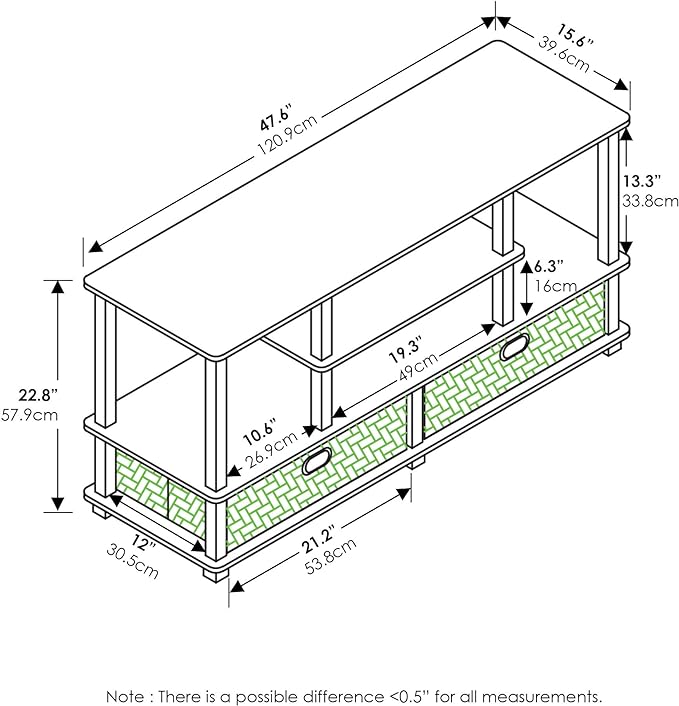 Furinno JAYA TV Stand for up to 50-Inch TV, 55 Inch - LeafyLoom