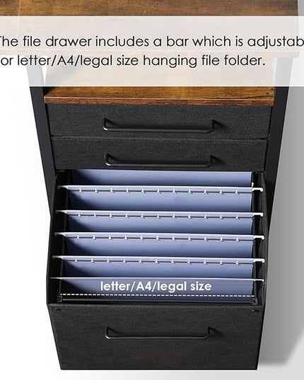 Ｍａｉｈａｉｌ Maihail Home Office Desk with Drawers Adjustable Shelves, 59 inch Writing Desk with File Cabinet, Large Computer Desk with Storage, Rustic Brown - LeafyLoom
