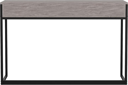 Martha Stewart Ollie Home Office Desk with 3 Drawers in Gray Wood Grain with Oil Rubbed Bronze Hardware - LeafyLoom