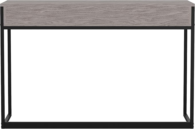 Martha Stewart Ollie Home Office Desk with 3 Drawers in Gray Wood Grain with Oil Rubbed Bronze Hardware - LeafyLoom