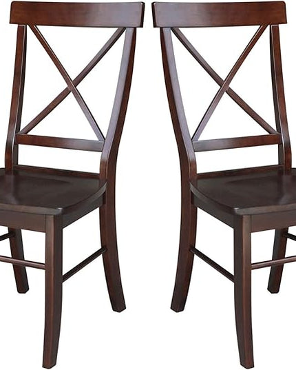International Concepts X- Back Chair, with Solid Wood Seat, Java - LeafyLoom