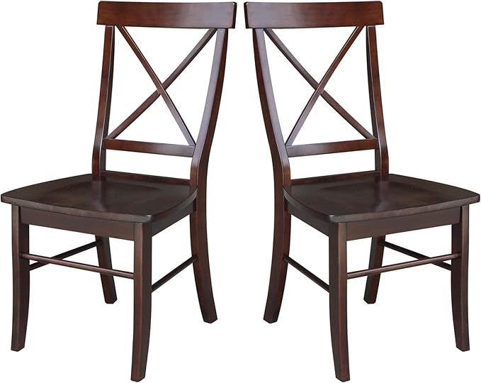 International Concepts X- Back Chair, with Solid Wood Seat, Java - LeafyLoom