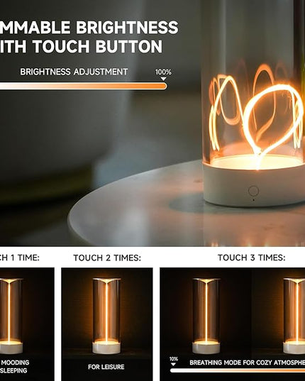 Minimalist Desk Lamp Cordless Table Lamps LED Rechargeable Modern Nightstand Lights Dimmable with 3 Levels for Gaming, Home Office, Bedroom, Living Room, Kitchen, Bar, Restaurant - LeafyLoom