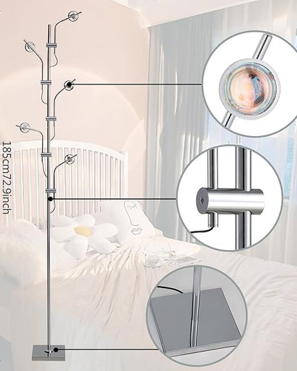 Unique 5 Multi Head Sunset Lamp Projector LED Corner Floor Lamps for Live Ambient Lighting in Living Rooms, Bedrooms, Dining Rooms and Bars - LeafyLoom
