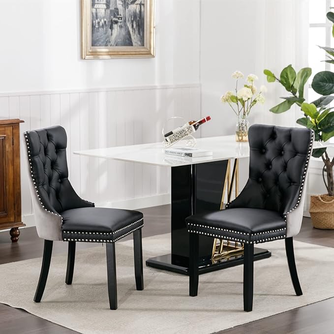 NicBex Haerin-SD-00104-LWJ Dining Chairs, 25.5"x19.7"x37.5", Black and Gray - LeafyLoom