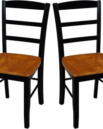 International Concepts Pair of Madrid LadderBack Chairs, Black/Cherry - LeafyLoom