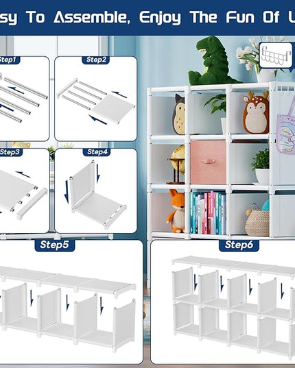 Mavivegue 20 Cube Book Shelf, Storage Organizer, Large DIY Bookcase, Metal Cube Bookshelf, Cubbies Closet Storage Organizer Shelves for Bedroom,Living Room,Home,Office - LeafyLoom