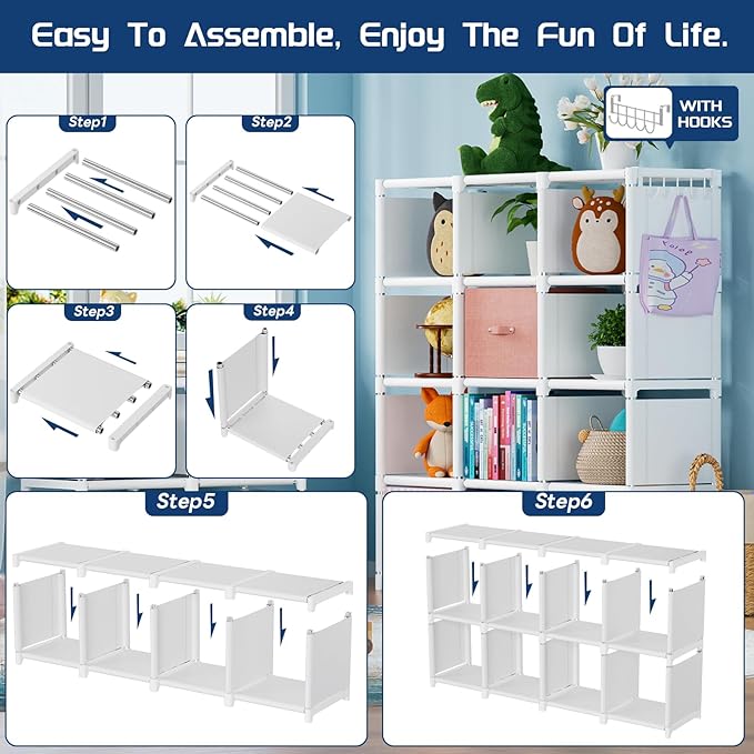 Mavivegue 20 Cube Book Shelf, Storage Organizer, Large DIY Bookcase, Metal Cube Bookshelf, Cubbies Closet Storage Organizer Shelves for Bedroom,Living Room,Home,Office - LeafyLoom